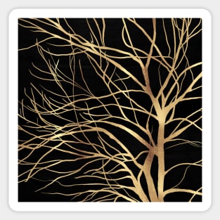 Modern Gold Tree Silhouette Minimal Black Design Sticker